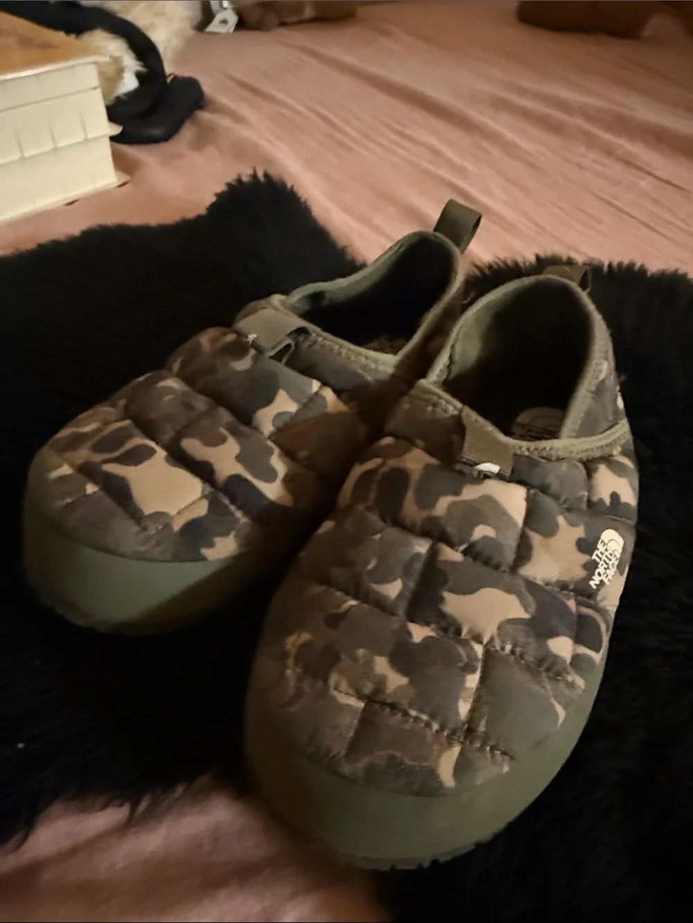 The North Face Kids Camouflage Green Slip-On Slippers